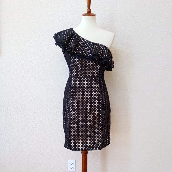 J. Crew Collection black ruffle one shoulder dress - Picture 4 of 10